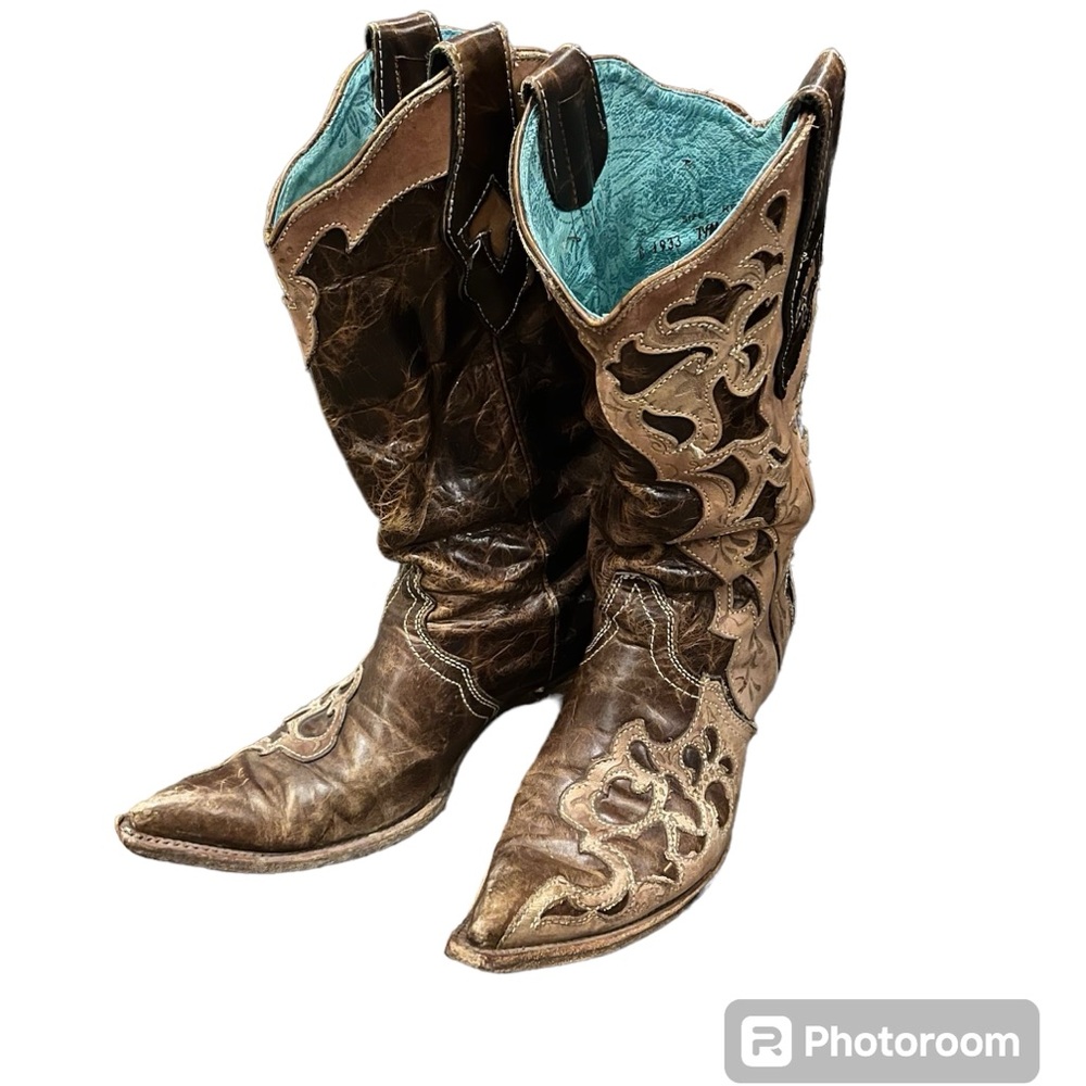 Corral sz 7.5 C1933 Vintage Western Leather Cowboy Boots
